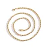 Chaîne de corde plaquée or de haute qualité, collier en acier inoxydable pour femmes et hommes, chaînes de corde torsadée à la mode, bijoux cadeau