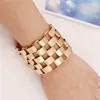 Link Chain KOMi Punk Metal Hollow Geometric Square Width Bracelet For Women Men Gold Silver Color Vintage Jewelry Gift I-396265z