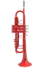 Nieuwe collectie Bb-trompet Hoge kwaliteit rood-blauwe scrub-trompet Messing muziekinstrumenten Composiettype trompet