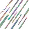 Nail Art Kits Rainbow Stainless Steel Tools Cuticle Pusher Dead Skin Gel Polish Remove Nipper Cleaner Care Tool Pedicure Manicure Set 230927