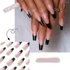 Faux ongles 24pcs conseils d'ongles presse sur couverture complète noir blanc bord long français faux ballerine
