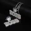 Colgante de jefe con letra helada con circonita cúbica completa, collar chapado en dos tonos para mujeres y hombres, estilos punk de hip hop, joyería, drop ship2637