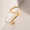 Bangle Youthway rostfritt stål Simple Fashion Z Shape Bend Open Thin Armband 18K Guldpläterad Kvinnesmyckespresent