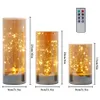 Decorative Objects Figurines 3Pcs Glass Flameless Candles LED Battery Powered Fairy Light Table Lamp with 8Key Remote Control Christmas Home Decor 230921