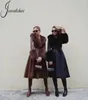 Women's Leather Faux Leather Jxwatcher Women's Genuine Leather Long Trench Coat Ladies Autumn Winter Plus Size Sheepskin With Real Fur Collar Outwear 230927