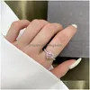 Solitaire Ring Light Luxury Heart Ring Delicate Pink And White Gemstone Zirong Diamond Rings For Women Weddings Engagement Jewelry Rin Dhjuz