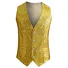 Gilets pour hommes 2023 Hommes Mode Sequin Blazers Gilet Gliter Costume Discothèque Dj Stage Vêtements Brillant Or Bling Glitter Party