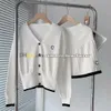 Women Sexy Knits Skirt V Neck Knitted Cardigan Winter Two Piece Dress Letters Print Warm Outerwear