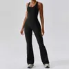 Kvinnors jumpsuits rompers mode ihåliga rygglösa långa sport flare jumpsuits kvinnor en bit fitness overalls svart brun dans hopp kostym kvinnor gym set l230926