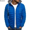 Mens Down Parkas Autumn Winter Solid Hooded Cotton Coat Jacket Casual Warm Clothes Overcoat Streetwear Puffer Male 230927