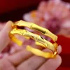 Link Bracelets Alluvial Gold Plated Bamboo Bangle Bracelet Ladies Chunky African Wide Bangles Adjustable Titanium Steel Bridal Wedding