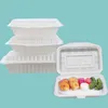 Scatola da asporto scatola di riso usa e getta con coperchio contenitore per alimenti in scatola di imballaggio in plastica monopezzo all'ingrosso