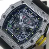 n usine automatique mécanique Richarmill montres sport montres de luxe montre en forme de baril Rm1103 or blanc original diamant ensemble hommes mode loisirs Y66