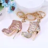 Crystal High Heels Shoes Key Chains Rings Shoe Pendant Car Bag Keyrings For Women Girl Keychains Gift3307