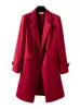 Costumes pour femmes automne hiver femmes vêtements d'extérieur blazer formel rose noir bleu marine rouge bureau dames femme affaires vêtements de travail longue veste manteau