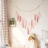 Tapestries Large Wood Beads Macrame Wall Hanging Bohemian Woven Decor For Bedroom And Living Room Sofa Background