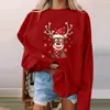 Dameshoodies Hoodless sweatshirt voor damesmode Kerstprint O-hals Casual losse schattige sweatshirts Damestrui