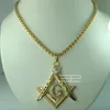 Mens 18k Gold Fiiled Masonry Masonic Mason Pendant Chain Halsband N214275V