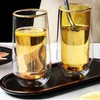 Tasse en verre à double doublure intérieure de couleur, tasse en verre transparente à haute teneur en borosilicate