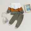 Set di abbigliamento Suefunskry Set di vestiti autunnali per neonato Set di colori a contrasto con cappuccio a maniche lunghe Pantaloni elastici in tinta unita 2 pezzi Vestito 3 mesi-3 anni 230927