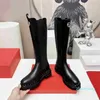 2023-Stivali al ginocchio in vera pelle Donna Punta tonda Slip On Scarpe Donna Piattaforma moda Botas Scatto reale