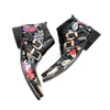 Scarpe da uomo floreali in vera pelle con stampa stile punk Stivaletti da cowboy militari Scarpe con fibbia in metallo con punta quadrata Uomo Sapatos Social