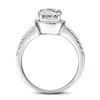 Anelli a grappolo Anello in argento sterling 925 da 2,3 ct Classico con diamanti a taglio cuscino Moissanite Fidanzamento per le donne