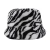 Wide Brim Hats Women Vintage Leopard Zebra Print Bucket Hat Winter Fuzzy Plush Fisherman Cap XX9D288S