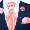 Neck Ties Fashion Ascot Tie for Men Silk Solid Pink Cravat Necktie Ring Brooch Set for Wedding Party Man Suit Accessories Male Scarf Gift 231013