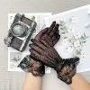 Sexy Lace Hollow Out Sunscreen Glove Women Ceremony Etiquette Black White Mesh Mittens Summer Thin Breathable Soft Elastic Glove
