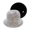 Wide Brim Hats Winter Women Bling Rhinestone Bucket Hat Simple Felt Panama With Full Diamond Adjustable Jazz Whole290w