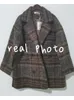 Mélanges de laine pour femmes Bella hiver coréen pardessus femmes Vintage laine manteaux amples femme Double boutonnage col rabattu pardessus 230926