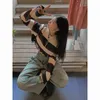 Women's Sweaters Y2K Striped Knitted Sweater Autumn Loose Sweet Kawaii College Style Retro Lapel Crop Top Hit Color Design Pullover