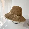 넓은 챙 모자 2023 밀짚 모자 여성 한국 버전 여름 해변 해변 수제 버킷 야외 태양 보호 모자 고르 라스 무제어