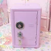 WG INS Safe Box Pink Decorative Savings Piggy Bank Metal Iron Mini Dormitory förvaringsskåp Money Kawaii 210914328D