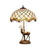 Table Lamps Art Deco E27 LED Tiffany Deer Resin Iron Glass Lamp LED Light Table Lamp Desk Desk Lamp For BedroomTable230x