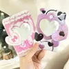 Titulares de tarjetas 3 pulgadas Sweet Bow PVC Heart Po Holder Cubierta encantadora Tarjetas de autobús Protector Llavero Colgante Papelería escolar