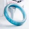 Bangle Genuine Ocean Blue Natural Aqu Amarine Stone Bangles Mulheres Femme Cristal Moda Rodada Pulseiras Diâmetro Interno 57mm