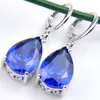 10Prs Luckyshine Classic Fashion Fire Drop Blu Topazio Pietra preziosa Argento Orecchini pendenti per le donne Orecchini pendenti2936