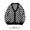 Men's Sweaters Oversize Woman's Warm Plaid Cardigan Coat Loose Couple Outfit Knitted Jacket Vintage Autumn men's clothing Luxury 230927