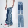 Men's Jeans Y2k Baggy Personality Fashion Brand Hip Hop Skate Wide Loose Straight Leg Patchwork Pants