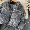 Parka da donna in piumino invernale con paillettes in velluto corto in cotone Parka cappotto da donna colletto alla marinara casual caldo capispalla imbottito in cotone Mujeres Abrigos 230927