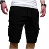 Pantaloncini da uomo Estate Casual Comodi Baggy Palestra Sport Jogger Tasche in vita elastiche Al ginocchio Nero Verde Bianco Cachi Grigio