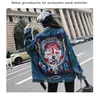 Spring Denim Jacket Women Fashion Embroidery pattern Short jacket Vintage Loose Streetwear Women's Jackets