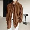 Erkekler Sıradan Gömlekler Incerun Erkekler Gömlek Düz Renkli Kapşonlu Uzun Kollu Yakel Düğme Giysileri Gevşek 2023 Kore Moda İnce S-5XL