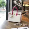 Wholesale Top Original Party Home Tote Bags Online Shop White Rose and Red Color Real Leather Bag Sweet Top Layer Cowhide Womens Fashion Have Real