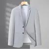 Men's Suits 2023 Summer Fashion Thin Sunscreen Suit Korean Version Solid Color British Trend Wind Ice Silk High Elastic Casual Blazer