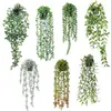 Decorative Flowers Artificial Vine Plants Hanging Ivy Green Leaves Garden Decoration Garland Grape Without Pot Fake Greenery Plant Home