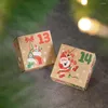 Noel Süslemeleri 24 PCS Hediye Kutusu Advent Takvimi 24 Gün Kraft Kağıt Şeker Kurabiyeleri 7x7x7cm Noel Yılı Partisi Çocuklar