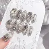 Unghie finte strass completi Chiodo a pressione da sposa Paillettes argento Falso riutilizzabile ecologico per feste cosmetiche festival